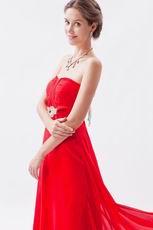 Strapless Sweetheart Scarlet Chiffon Evening Party Dress