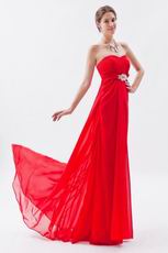 Strapless Sweetheart Scarlet Chiffon Evening Party Dress