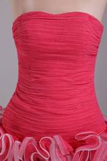 Strapless Zipper Rose Pink Cocktail Dress Mini Length