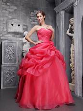 Coral Pink Ball Gown 15th Quinceanera Dress With Handmade Flower