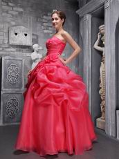 Coral Pink Ball Gown 15th Quinceanera Dress With Handmade Flower