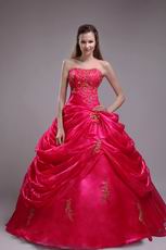 Strapless Lace Up Back Fuchsia Quinceanera Dress For Girl