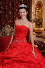 Crimson Sweetheart Neck Quinceanera Dress 2014 Style