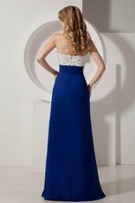 Slender Column Sweep Dark Blue Chiffon Evening Party Dress