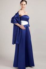 Dark Blue Strapless Mother of the Bride Dress With Shawl