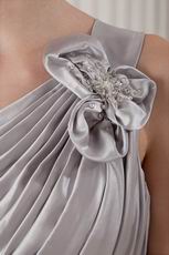 Cheap One Shoulder Silver Elestic Woven Satin Sweet 16 Dress