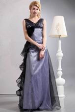 V Neck Floor Length Silver Mother Of The Bride Dress Cheap