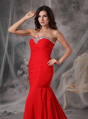 Trumpet Sweetheart Red Chiffon Prom Dress 2012 Style Discount Inexpensive