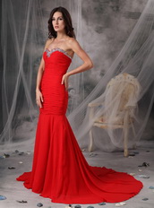 Trumpet Sweetheart Red Chiffon Prom Dress 2012 Style Discount Inexpensive