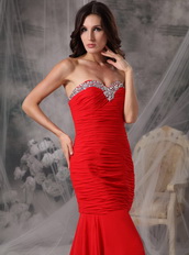 Trumpet Sweetheart Red Chiffon Prom Dress 2012 Style Discount Inexpensive