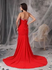 Trumpet Sweetheart Red Chiffon Prom Dress 2012 Style Discount Inexpensive