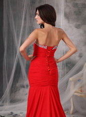 Trumpet Sweetheart Red Chiffon Prom Dress 2012 Style Discount Inexpensive