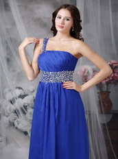 One Shoulder Floor-length Royal Blue Prom Dress Cheap Inexpensive