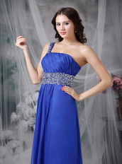 One Shoulder Floor-length Royal Blue Prom Dress Cheap Inexpensive