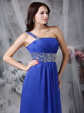 One Shoulder Floor-length Royal Blue Prom Dress Cheap Inexpensive