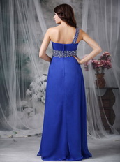 One Shoulder Floor-length Royal Blue Prom Dress Cheap Inexpensive