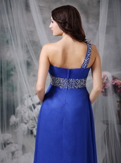 One Shoulder Floor-length Royal Blue Prom Dress Cheap Inexpensive