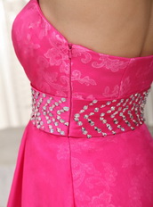 Hot Pink Hi-Lo Design Prom Celebrity Dress Lace Inside Emberllish Inexpensive