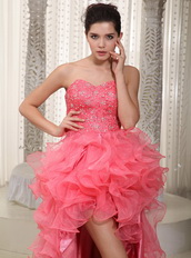 Watermelon Sweetheart High-low Ruffles Skirt Prom Dress Season Inexpensive