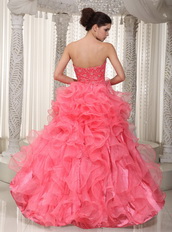 Watermelon Sweetheart High-low Ruffles Skirt Prom Dress Season Inexpensive