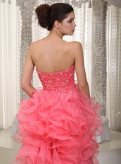 Watermelon Sweetheart High-low Ruffles Skirt Prom Dress Season Inexpensive