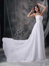 Popular White Chiffon Prom Dress With Silver Beading Decorate Inexpensive