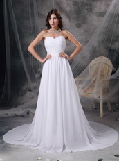 Popular White Chiffon Prom Dress With Silver Beading Decorate Inexpensive