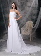 Popular White Chiffon Prom Dress With Silver Beading Decorate Inexpensive