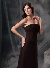 Brown Strapless Floor-length Prom Dress Discount Inexpensive