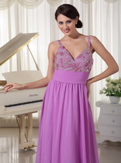 Chiffon Spaghetti Straps Pretty Lavender Prom Party Dress Inexpensive