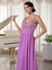 Chiffon Spaghetti Straps Pretty Lavender Prom Party Dress Inexpensive