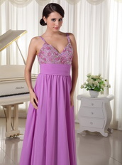 Chiffon Spaghetti Straps Pretty Lavender Prom Party Dress Inexpensive