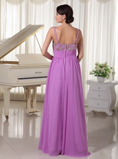 Chiffon Spaghetti Straps Pretty Lavender Prom Party Dress Inexpensive