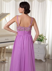 Chiffon Spaghetti Straps Pretty Lavender Prom Party Dress Inexpensive