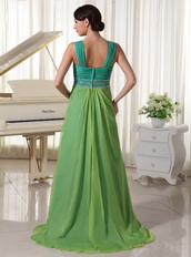 2014 Chiffon Straps Cache Prom Dress Teal and Grass Green Inexpensive