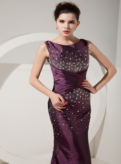 Dark Purple Mermaid Scoop Neck Prom Dress With Beading Inexpensive