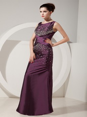 Dark Purple Mermaid Scoop Neck Prom Dress With Beading Inexpensive