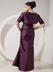 Dark Purple Mermaid Scoop Neck Prom Dress With Beading Inexpensive