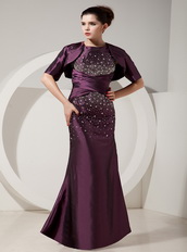 Dark Purple Mermaid Scoop Neck Prom Dress With Beading Inexpensive