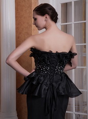 Black Mermaid Strapless Ruffles Neck Prom Gowns Dress Petite Inexpensive