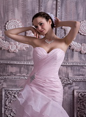 Baby Pink Sweetheart Ruffles Layers Skirt Prom Dress For Sale Inexpensive