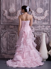 Baby Pink Sweetheart Ruffles Layers Skirt Prom Dress For Sale Inexpensive