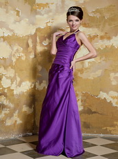 V-neck Floor-length Skirt Purple Taffeta Prom Dress Halter Top Inexpensive