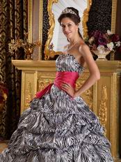 Popular Sweetheart Zebra Quinceanera Dress For Sale With Fuchsia Belt Design