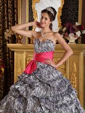 Popular Sweetheart Zebra Quinceanera Dress For Sale With Fuchsia Belt Design