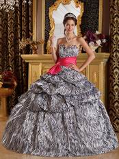 Popular Sweetheart Zebra Quinceanera Dress For Sale With Fuchsia Belt Design