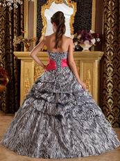 Popular Sweetheart Zebra Quinceanera Dress For Sale With Fuchsia Belt Design