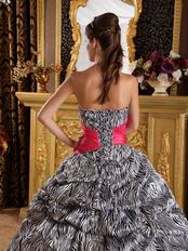 Popular Sweetheart Zebra Quinceanera Dress For Sale With Fuchsia Belt Design