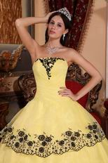 Moon Yellow Dropped Waist Lace Layers Evening Quinceanera Gown