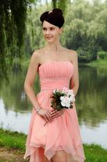 Discount Strapless Asymmetrical Skirt Short Pink Celebrity Party Dress